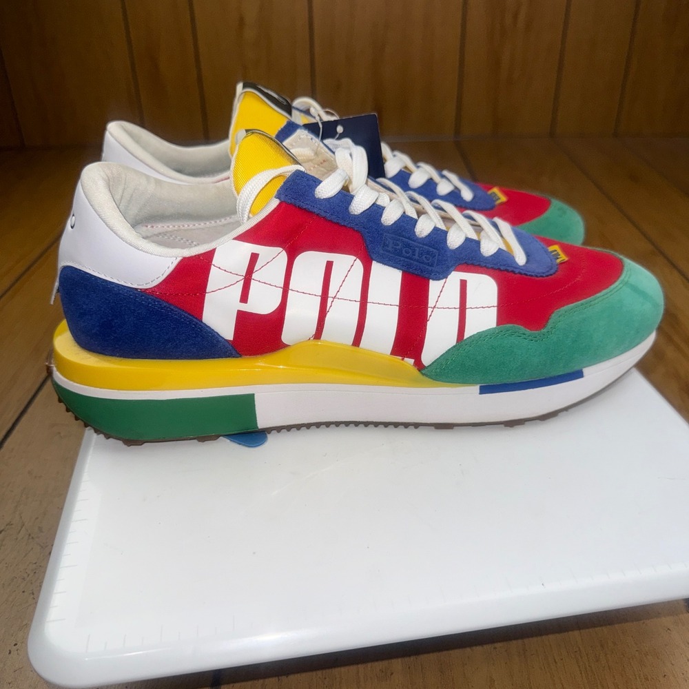 Polo Ralph Lauren Train 89 Multi-Color Suede Leather Sneakers Mens 11.5 NEW